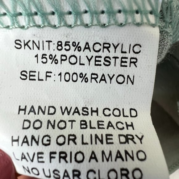 Easel Boho Crochet Top Sea Foam Shirt Sz L Smocking Tie Back Pink White - Picture 8 of 8